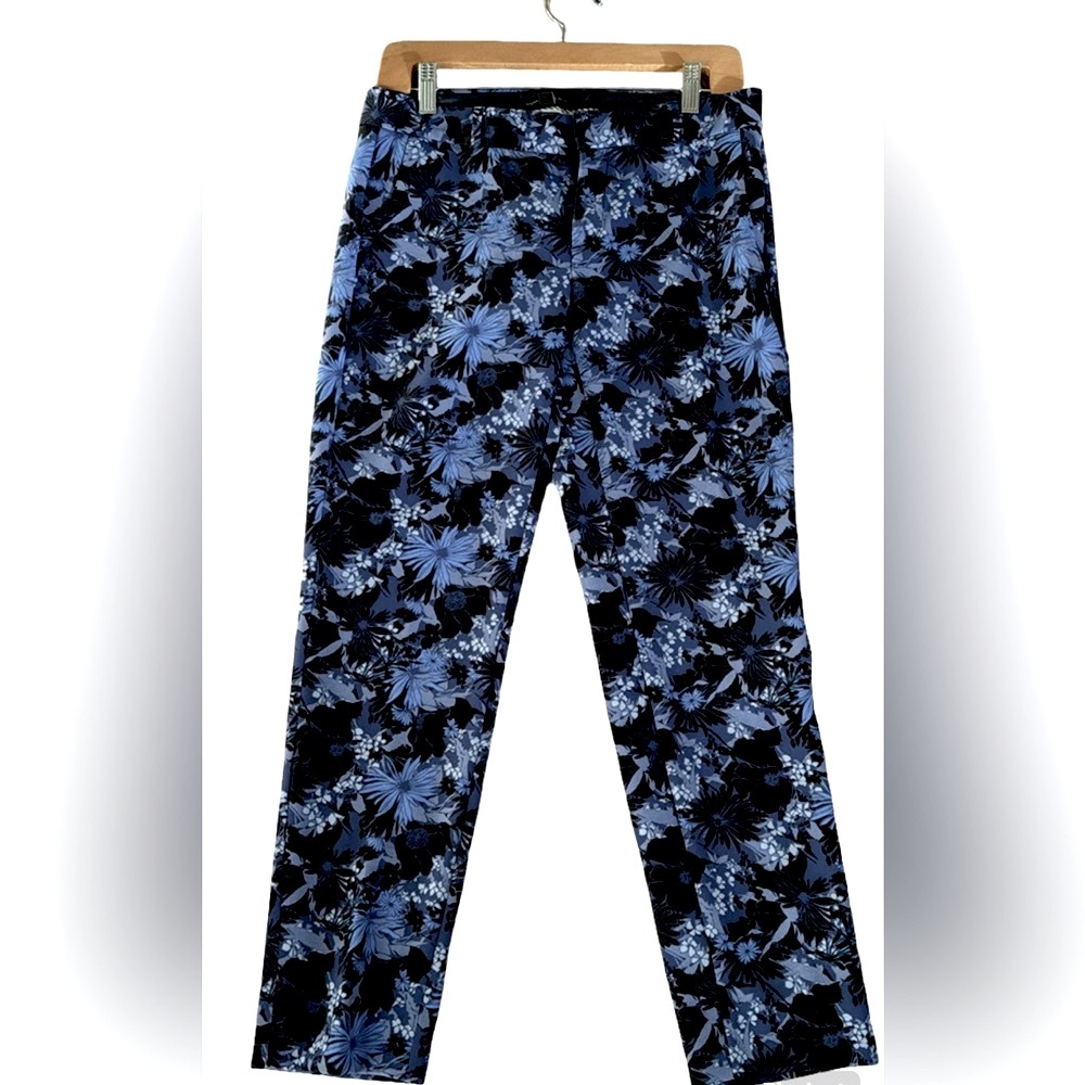 Banana Republic Blue and Black Floral slim pants